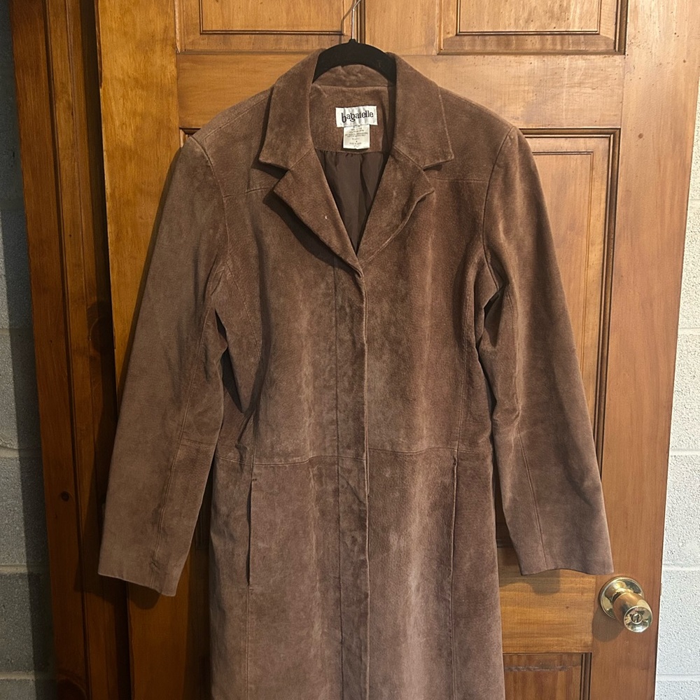 Brown Leather Women's Trench Coat